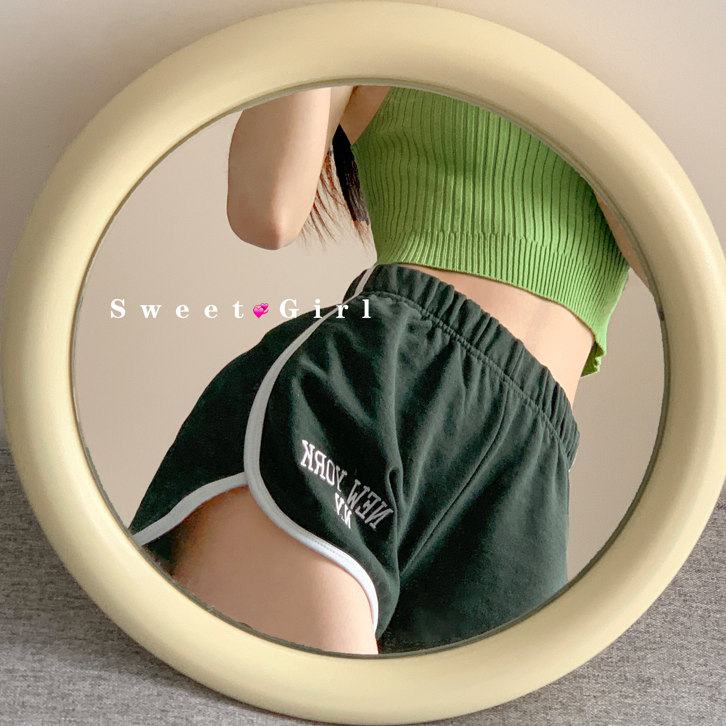 Long legs do not need P~ letter embroidery sports shorts women's loose casual wide-legged sweatpants high waist thin dance hot pants