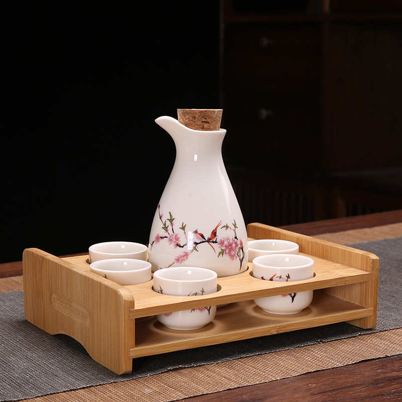 Ликер Cup 家用白酒分酒器套装分酒壶饭店用陶瓷酒具喝清酒杯半斤酒壶带杯架