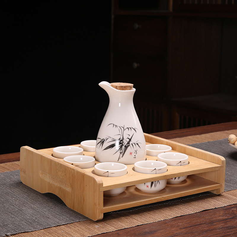 Ликер Cup 家用白酒分酒器套装分酒壶饭店用陶瓷酒具喝清酒杯半斤酒壶带杯架