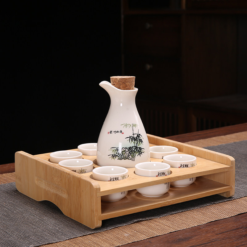 Ликер Cup 家用白酒分酒器套装分酒壶饭店用陶瓷酒具喝清酒杯半斤酒壶带杯架