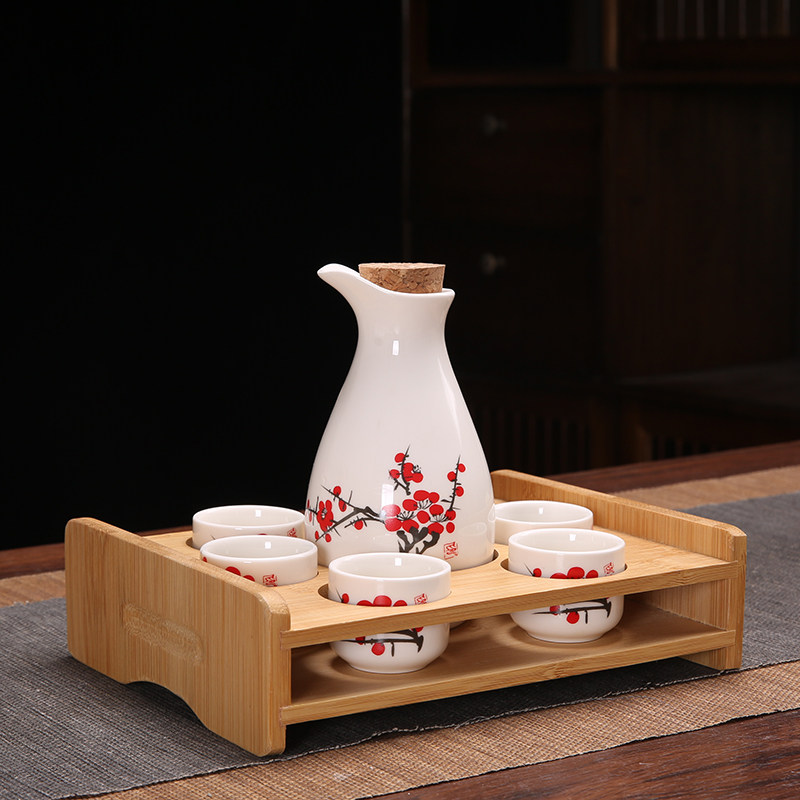 Ликер Cup 家用白酒分酒器套装分酒壶饭店用陶瓷酒具喝清酒杯半斤酒壶带杯架