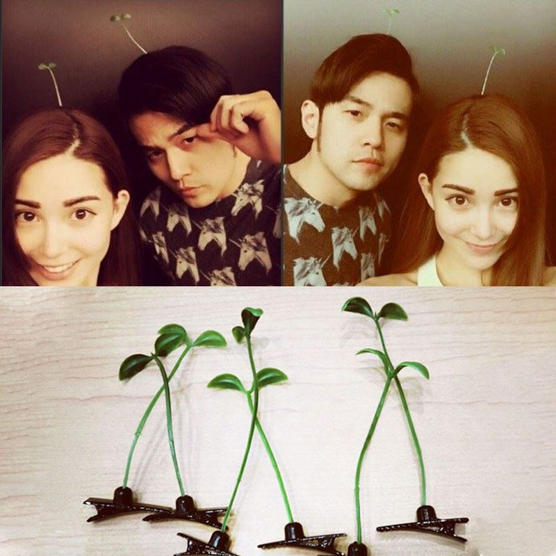 Small grass hairpin on the head of the long grass sells cute artifact creative funny funny clip hairpin cute bangs clip hair accessories