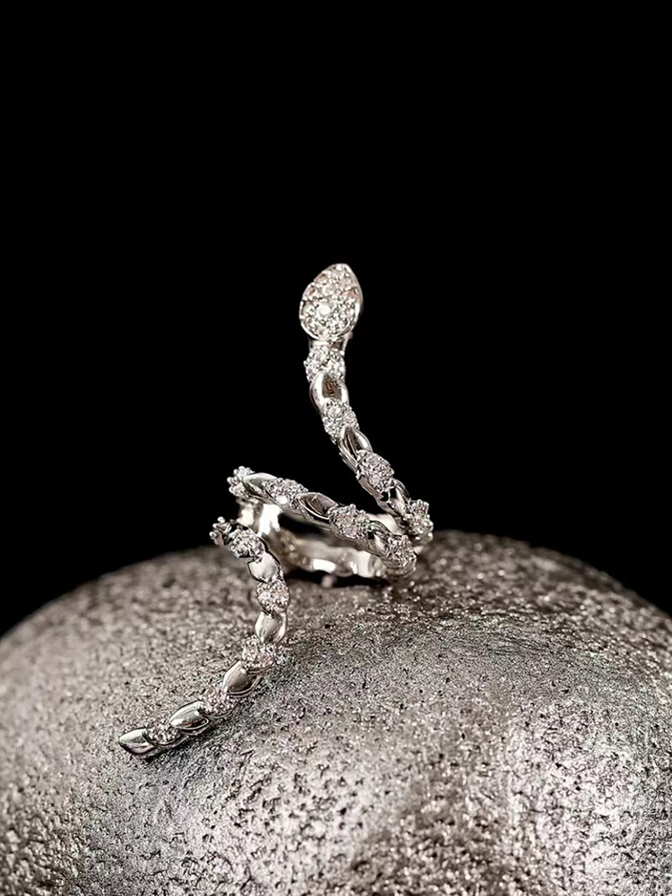 1 Pièce Style Cool Animal Serpent Placage Incruster Le Cuivre Diamant Artificiel Clips D'oreille display picture 3