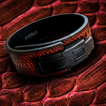 Fearless Oriental buckle power weightlifting fitness belt cowhide snakeskin squat belt deadlift professional SBD protection