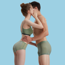 Lovers briefs ice wire One man and one woman Summer breathable No marks Male Four corner shorts sexy lady Triangle pants