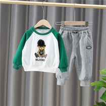 Boy fit 2020 new spring loaded bear two-piece suit 6-8 month baby 1-3 year olds baby clothes damp