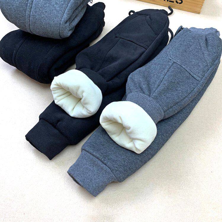 Children's warm three-layer quilted super thick men's pants infant plus velvet thick casual trousers baby warm outer wear pants