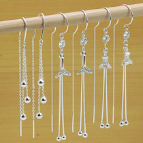 New 999 pure silver ear female stream earrings chain long silver style ear decorations are anti - allergic