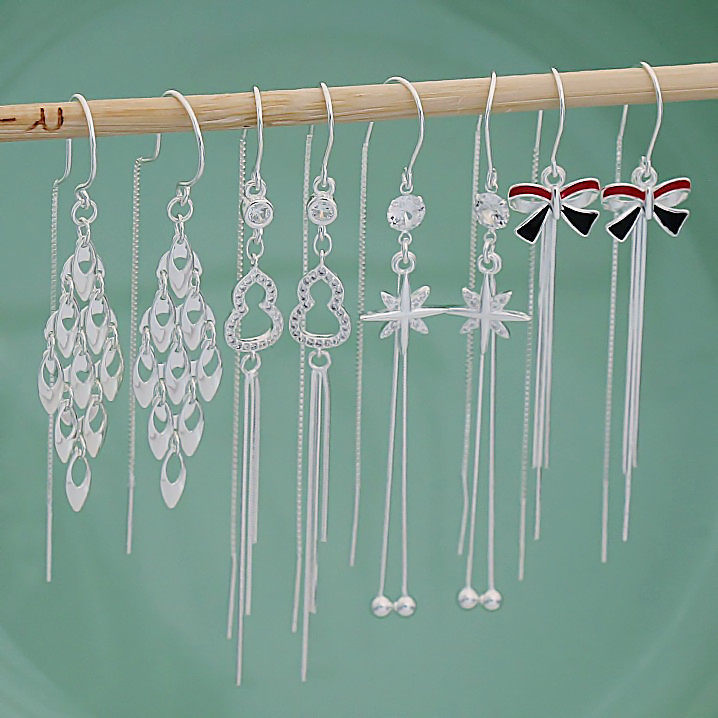 999 sterling silver earrings women's 2020 new trendy foot silver earrings long earrings tassel fairy temperament long earrings