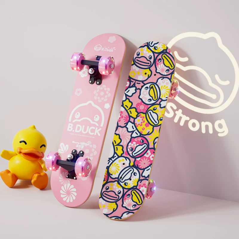 B.Duck, детская доска для начинающих для мальчиков, мигающая самокат с двумя изогнутыми концами на четырех колесах, 6–12 лет, для подростков