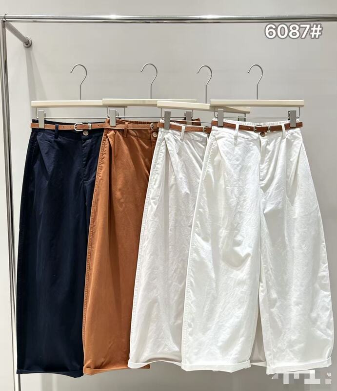 6087 Summer Elastic Waist High-Elastic Wide-Leg Casual Pants, S Hip Circumference 124, Length 92