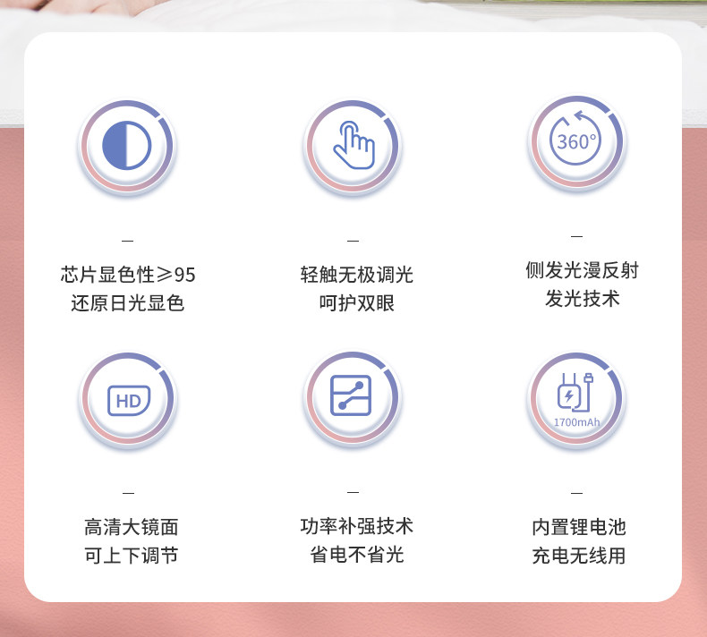 无极调光，智能补光：松下 台式带灯化妆镜 HH-LT0635 179元包邮 值值值-买手聚集的地方