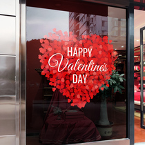 Happy Valentines Day Decoration Window Sticker Romantic Atmosphere Place Clothershop Window Glass Sticker