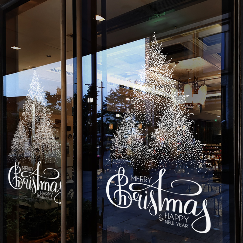 Christmas Decorations Scene Placement Creative Wave Dot Tree Window Flower Sticker Shop Shop Window Electrostatic Glass Sticker Door Sticker-Taobao