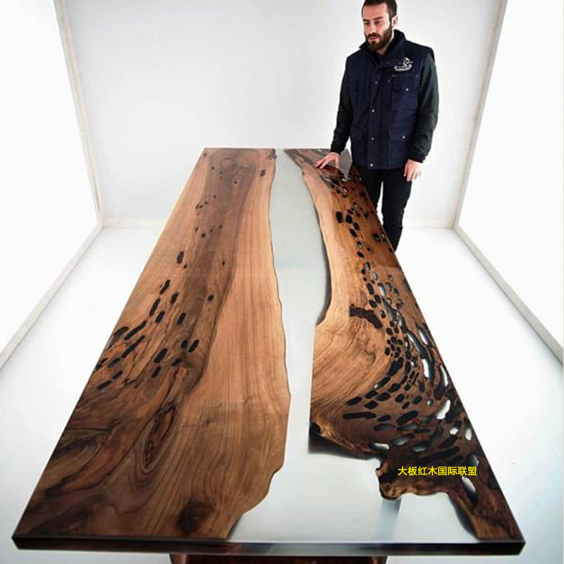 Resin River Table Walnuts Wood Solid Wood Large Plate Tea Table Log Table Nordic Minimis Modern Creative Tea Table Tea Table-Taobao