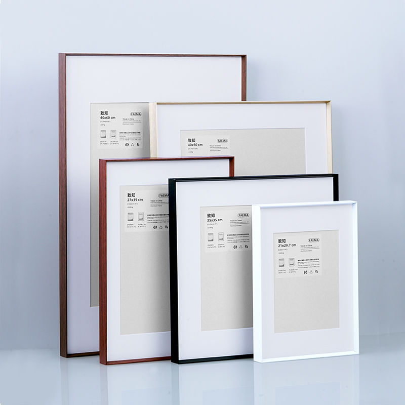 Aluminum Alloy Wood Grain Simple Picture Frame Wall Hanging Decorative Painting Poster Photo Frame Display Stand 40 60 Beveled Narrow Edge Outer Frame 952