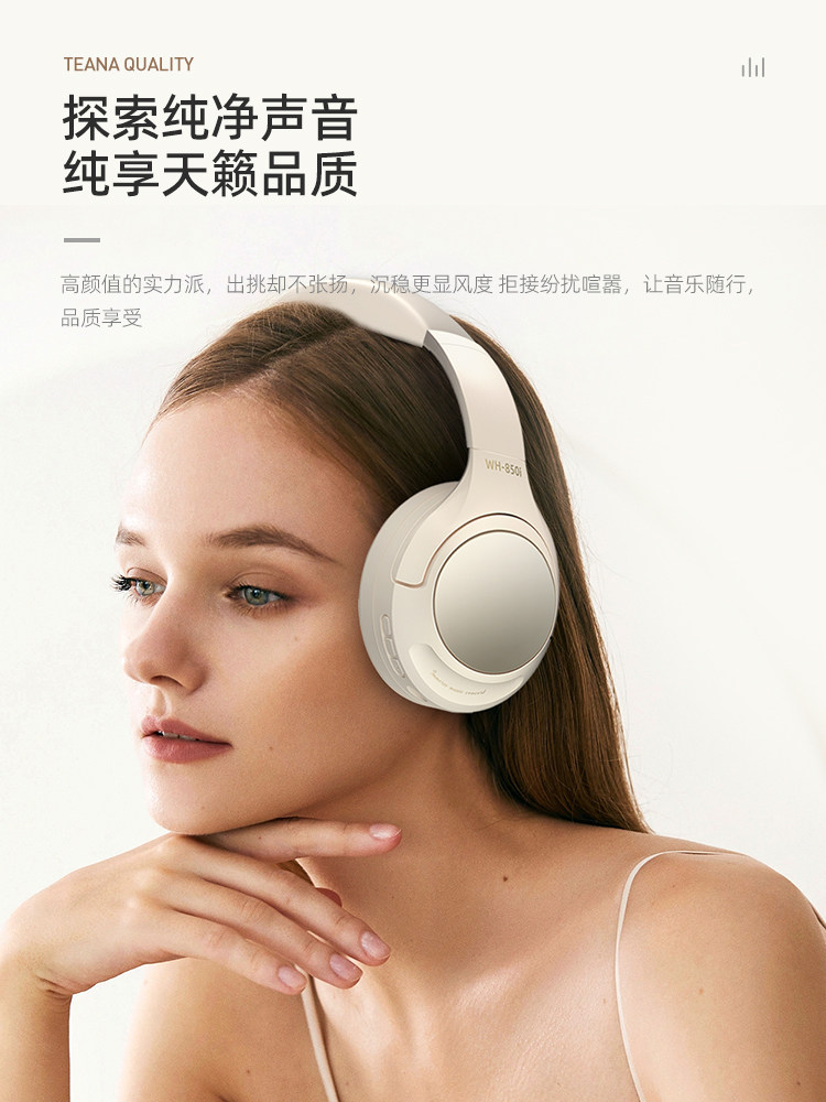 2024 New Over-Ear Bluetooth Headphones with Anc Active Noise Cancellation, Lightweight Foldable Music Headset, Stylish for Students