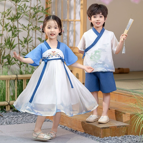 Детское ханьфу, костюм, тонкая летняя летняя одежда для мальчиков, китайский стиль