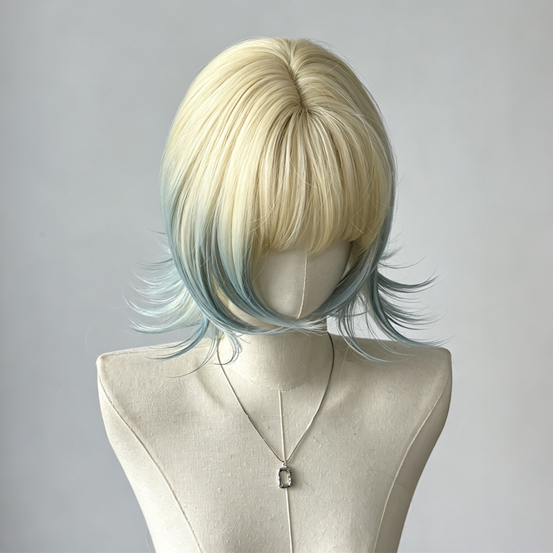 Platinum Gradient Blue Mullet Hair Wig for Women, Light-Colored, Naturally Fluffy, Brightening, Age-Reducing, Everyday Style, Full Head Wig Platinum Gradient Blue Mullet Hair Wig for Women, Light-Colored, Naturally Fluffy, Brightening, Age-Reducing, Everyday Style, Full Head Wig