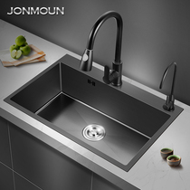 German Nano black wash basin Kitchen 304 stainless steel single tank sink Household dishwashing tank pool sink