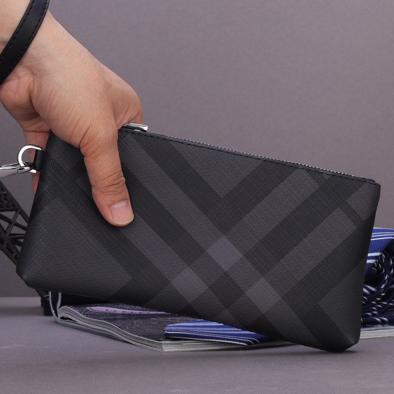 Men's Handbags Handbags Handbags Handbags Handbags Checked Bags Casual Little Mini Mobile Phone Bag Long Version Wallet Wrist Bag