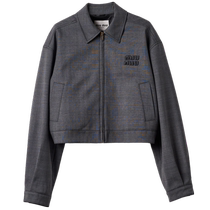 Miu Miu Womens Prince of Wales Check Short Jacket