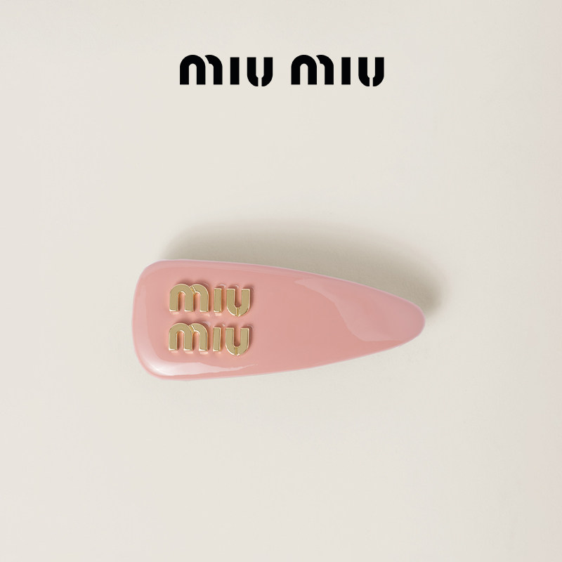 Miu Miu Miao Miao logo decorated with painted leather hairpin hairpin-Taobao