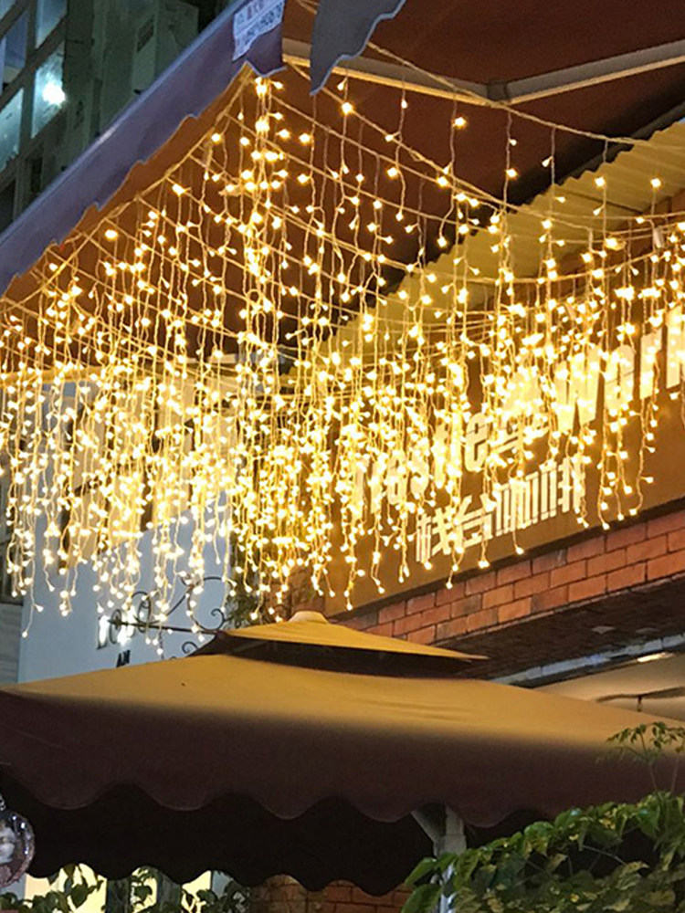 Full Star Ice Bar Lamp Curtain Can String Waterfall Light LED Waterproof Flashing Lights String Decoration Plug-in Outdoor Lights