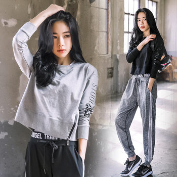 Summer Yoga Clothing Set for Women, Gym Workout, Outdoor Morning Running Clothes, Casual Pants, Sports Sweatshirt, Loose Long Sleeves