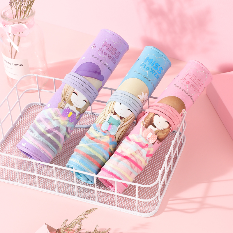 Flower girl creative large capacity pen curtain curtain simple pupil pen bag canvas girl in young girl heart middle school students pen bag professional fine art collection package Xiaoxin Han Edition