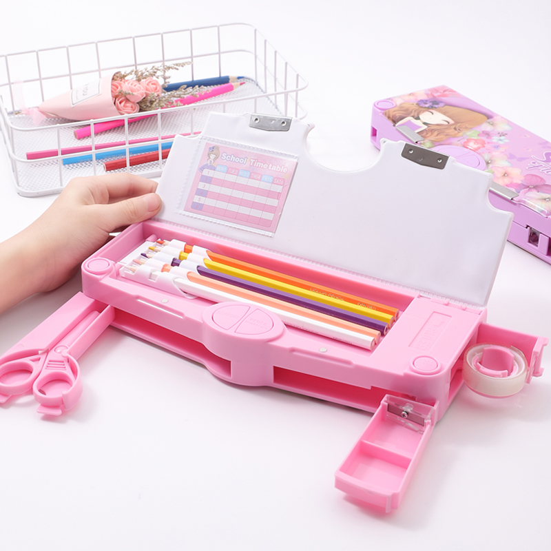 Huahua girl pen bag female simple multi-functional stationery box female primary school students first, second and third grade cute large-capacity kindergarten children's pencil case creative net red girl ins trendy Japanese cute