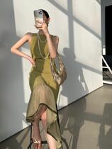 Advanced Design Feel Light Lavish Sleeveless Dress Woman 2022 Summer swarm with slim irregular mid-length dress