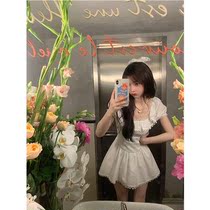 Your home spicy halo lala snow cake crushed ice summer new white short dress womens bubble sleeveless dress
