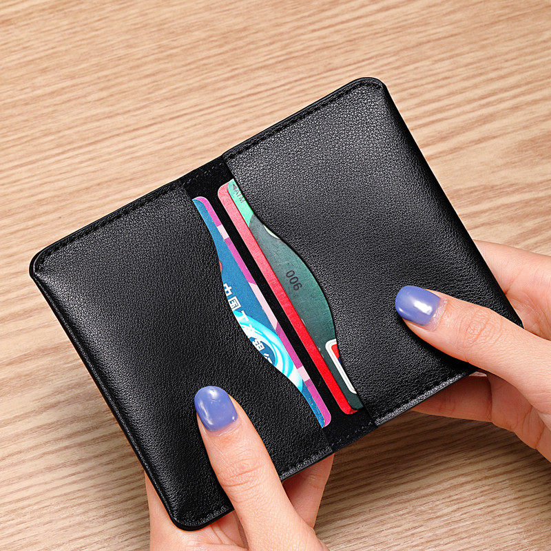 Leather ultra-thin card bag Korean version card bag men's and women's leather card holder small mini card small bag bus card holder