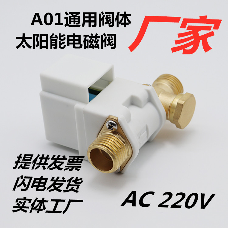 Solar solenoid valve A01AC220V with check valve 4 points All copper coil pressure water control switch valve