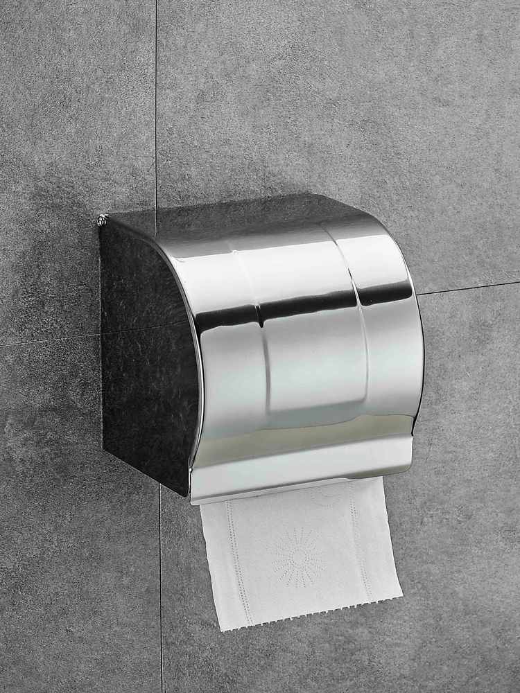 Removable toilet paper box Wall-mounted non-perforated powder room toilet roll toilet paper tube stainless steel toilet paper wipe waterproof multi-function