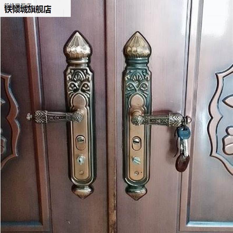 New handle lock security door lock handle whole set of panel handle door lock handle security door handle lock-Taobao