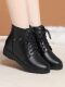 2025 Winter New Style Genuine Leather Short Boots for Women, Large Size Flat Mom Shoes, Soft Sole Fleece-Lined Cotton Shoes, Martin Boots, Leather Shoes