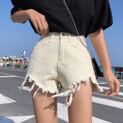 Mùa hè 2020 mới của Hàn Quốc phiên bản của quần short mất quần quấn hông quần nóng trắng quần rộng chân quần jean thủy triều của phụ nữ