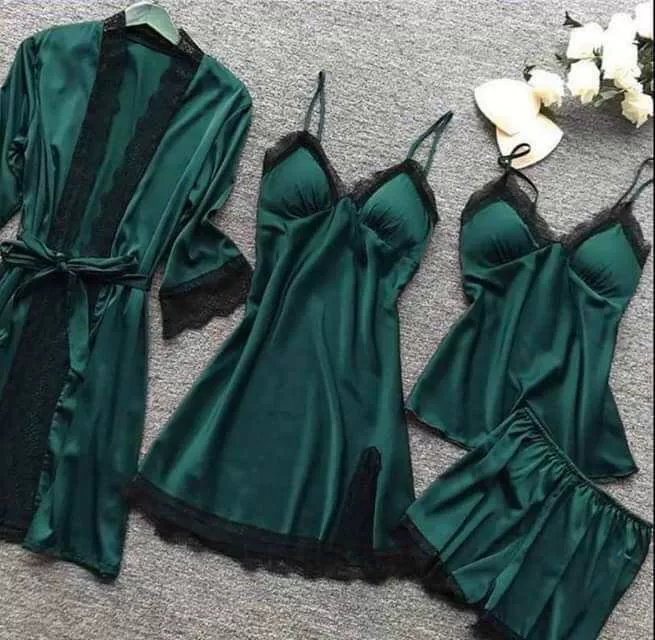 Новые сексуальные пиjama летом набор из четырех предметов для женщин