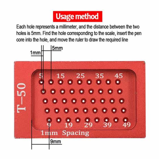 AluminiumAlloyTracingMarkingRulerT50HolePositioningM
