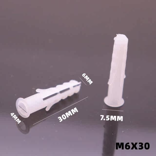 *100pcsWhitePlasticExpansionAnchorWithScrewsM6*30mmN