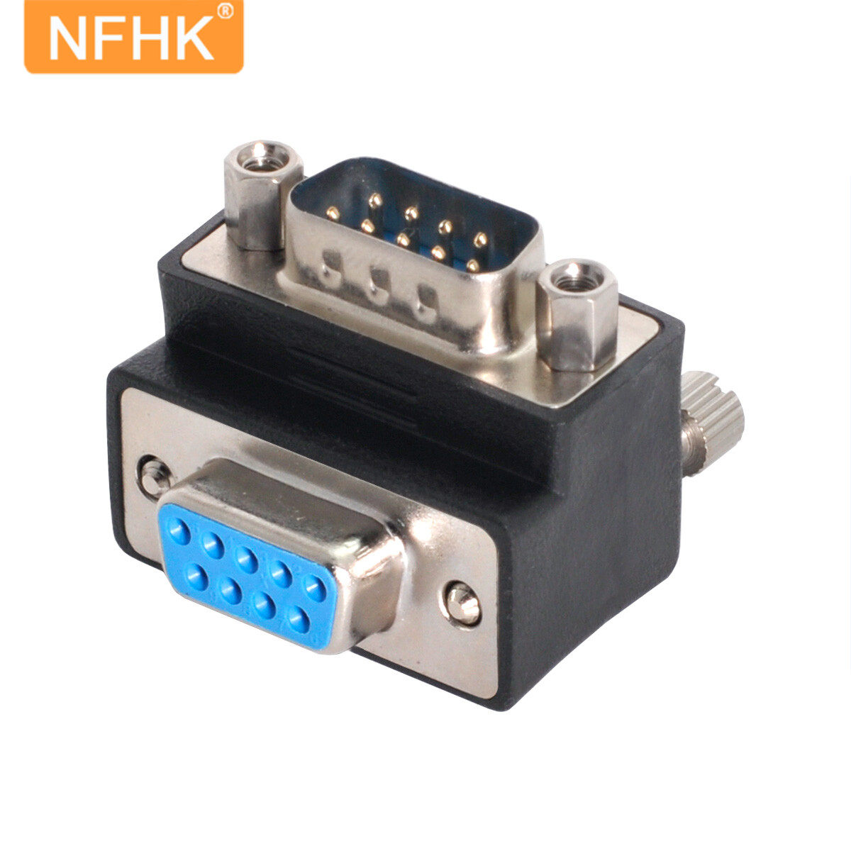 NFHKRS232 DB Cổng nối tiếp 9 chân DSUB đực sang cái có vít Bộ chuyển đổi đầu chuyển đổi uốn cong lên 90 độ DB