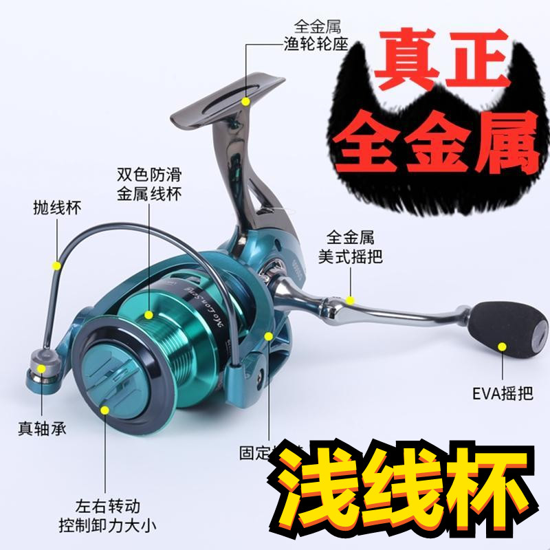 High Rigidity Full Metal Body Road Sub Shallow Wire Cup Winder Micromatter Wheel Fish Wire Wheel Far Throw Slip and wheel fishing gear