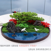 Turntable Decoration Flowers New Chinese Round Micro Landscape Clubhouse Hotel Restaurant Buncet Dining Room Table Middle Swing