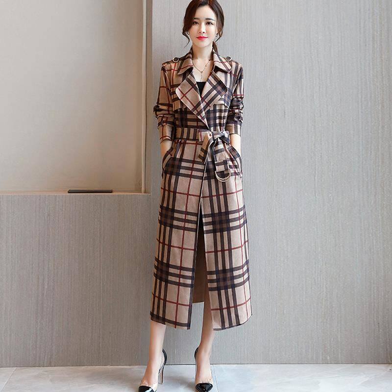 Deer Pitt Glue printed windshirt woman 2021 Spring and Autumn new Han Edition with waist - long to ankle coat tide