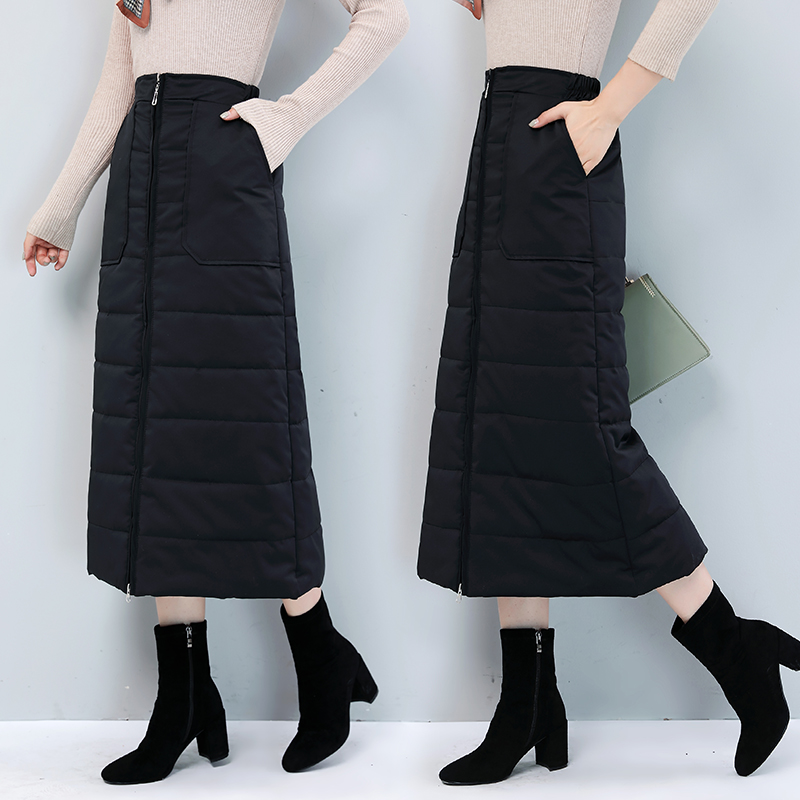 Quite ten Shang 2022 Autumn Winter New Thickened Down Cotton Skirt Half Body Dress Winter Mid winter Skirt Winter Long Dress