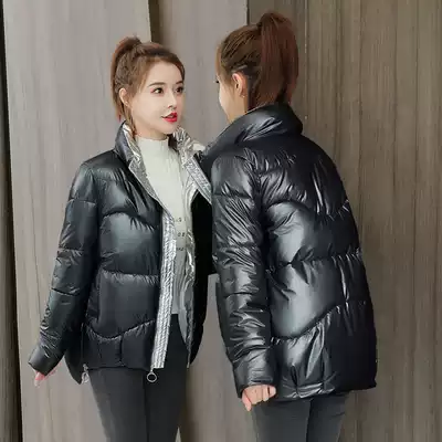 New disposable shiny down cotton clothes women short Korean version of loose cotton clothes stand collar warm winter cotton jacket women