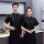 Nhà hàng khách sạn mùa hè đầu bếp cao cấp áo liền quần nhà bếp ngắn tay lụa băng thoáng khí phần mỏng phục vụ quần áo dài tay đồng phục áo bếp