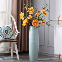Blue European floor vase living room large dried flower decoration ornaments ceramic simulation flower arrangement TV cabinet next to the big